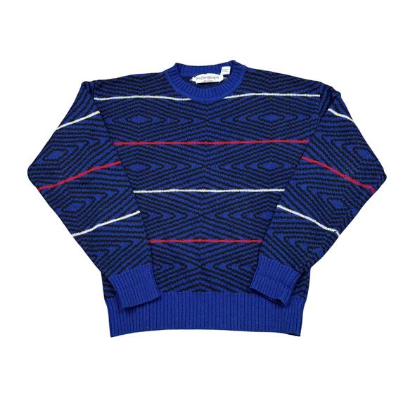 Vintage Yves Saint Laurent YSL Menswear Wool 3D Stripe Sweater Men's Medium - Picture 1 of 9